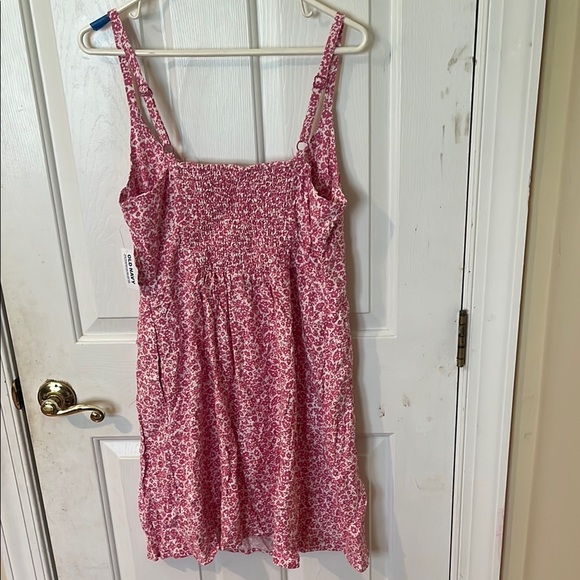NWT Old Navy Linen Pink Floral Dress with adjustable straps size Medium - Picture 2 of 7